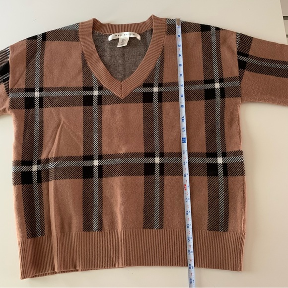 Max Studio brown and black plaid v-neck sweater size large - Picture 6 of 6